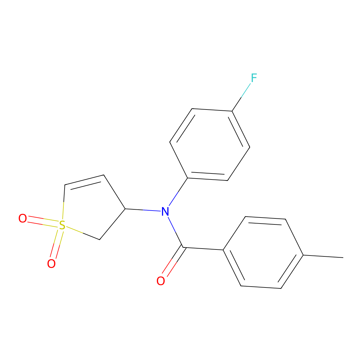 N-(1,1-dioxido-2,3-dihydrothiophen-3-yl)-N-(4-fluorophenyl)-4-methylbenzamide molecular structure, CAS 852438-93-8
