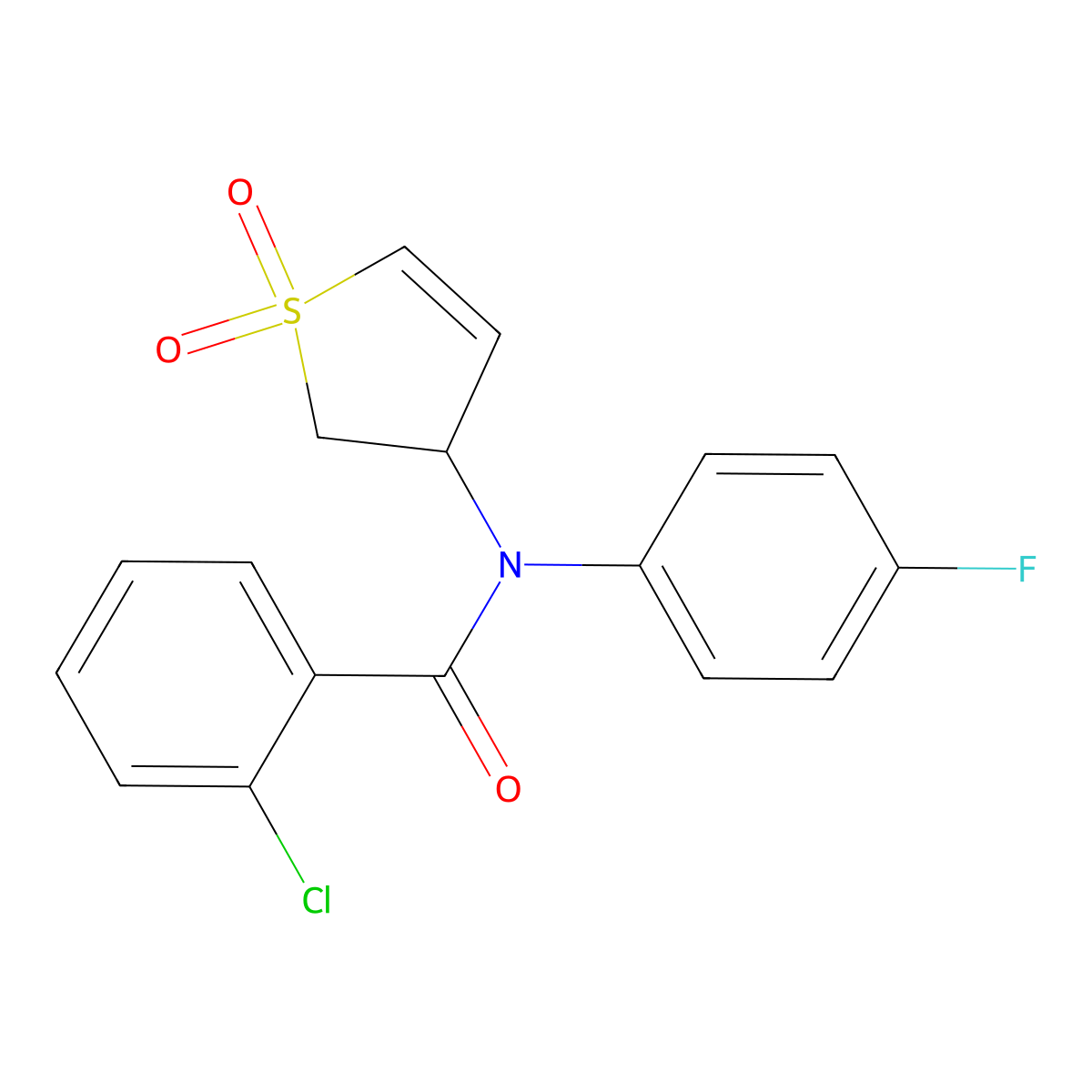 2-chloro-N-(1,1-dioxido-2,3-dihydrothiophen-3-yl)-N-(4-fluorophenyl)benzamide molecular structure, CAS 852438-94-9