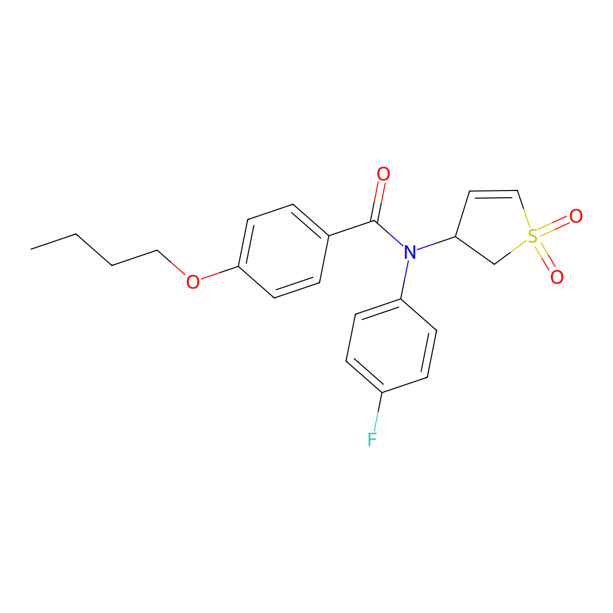 4-butoxy-N-(1,1-dioxido-2,3-dihydrothiophen-3-yl)-N-(4-fluorophenyl)benzamide molecular structure, CAS 852439-08-8