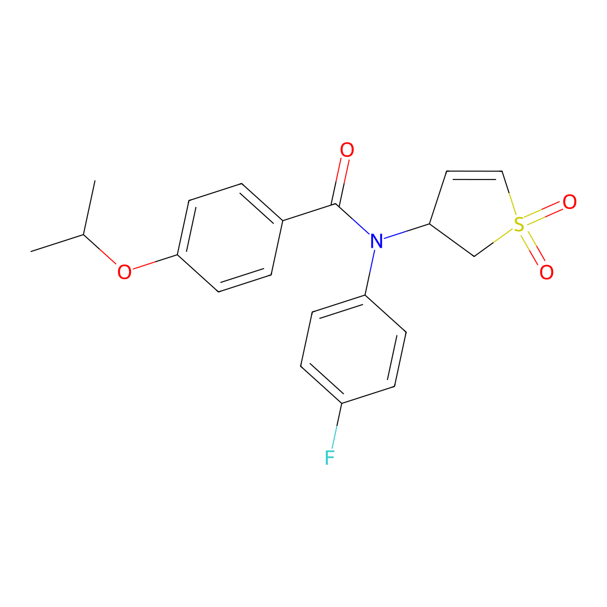 N-(1,1-dioxido-2,3-dihydrothiophen-3-yl)-N-(4-fluorophenyl)-4-isopropoxybenzamide molecular structure, CAS 852439-15-7