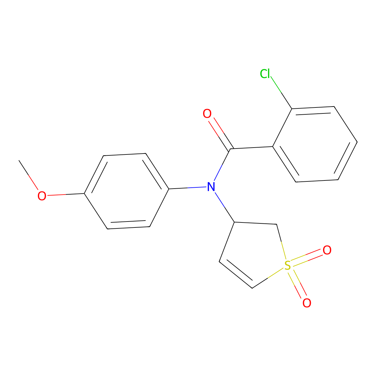 2-chloro-N-(1,1-dioxido-2,3-dihydrothiophen-3-yl)-N-(4-methoxyphenyl)benzamide molecular structure, CAS 852439-20-4