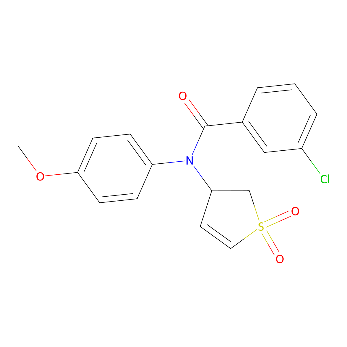 3-chloro-N-(1,1-dioxido-2,3-dihydrothiophen-3-yl)-N-(4-methoxyphenyl)benzamide molecular structure, CAS 852439-21-5