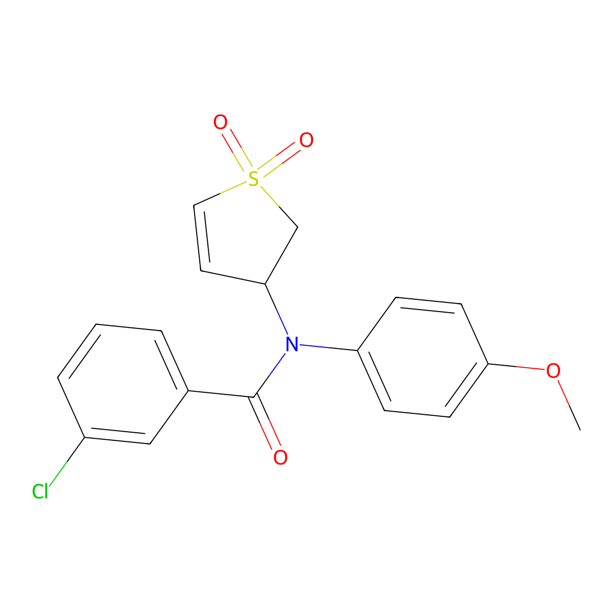 3-chloro-N-(1,1-dioxido-2,3-dihydrothiophen-3-yl)-N-(4-methoxyphenyl)benzamide molecular structure, CAS 852439-21-5