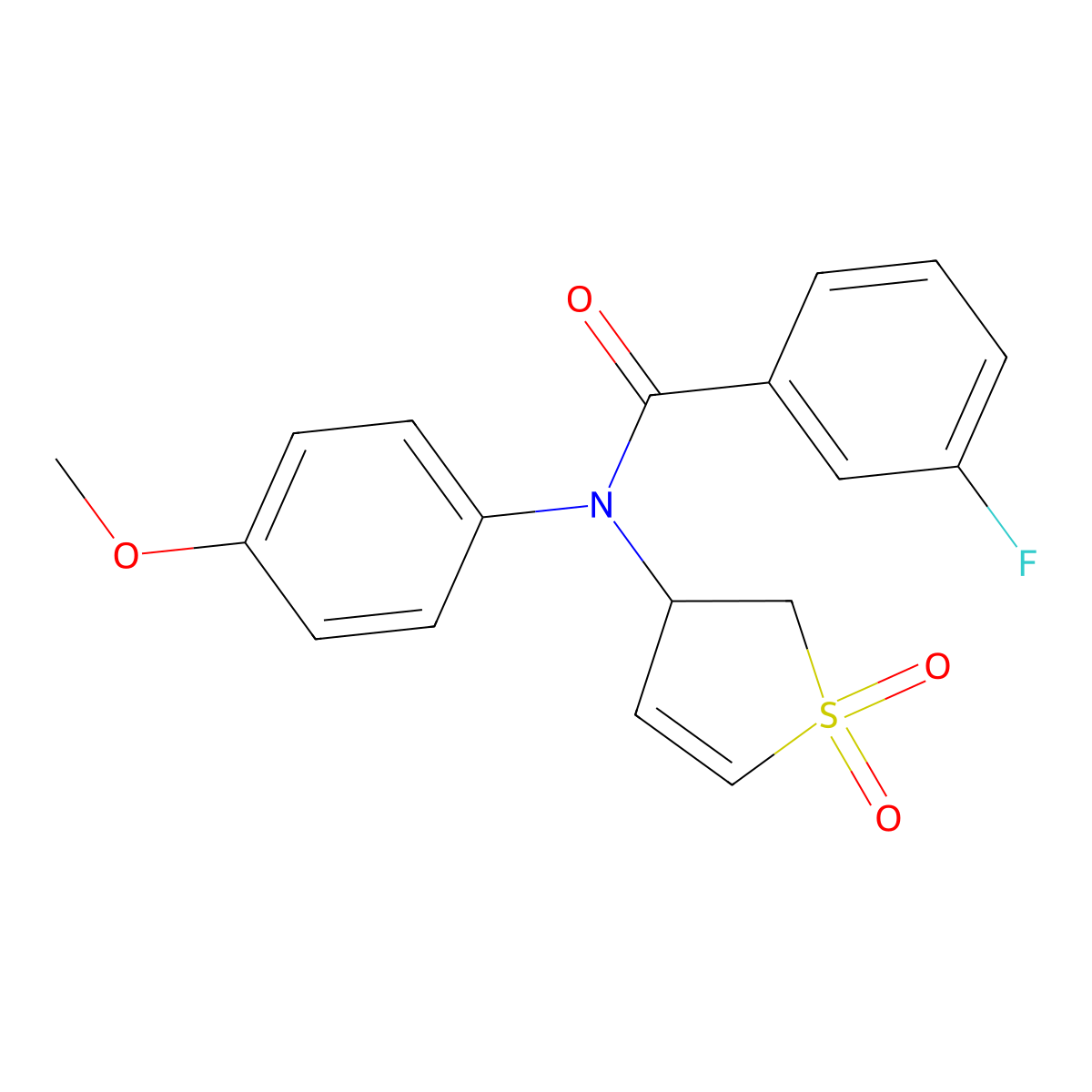 N-(1,1-dioxido-2,3-dihydrothien-3-yl)-3-fluoro-N-(4-methoxyphenyl)benzamide molecular structure, CAS 852439-24-8