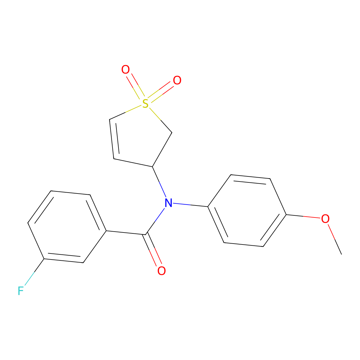 N-(1,1-dioxido-2,3-dihydrothien-3-yl)-3-fluoro-N-(4-methoxyphenyl)benzamide molecular structure, CAS 852439-24-8