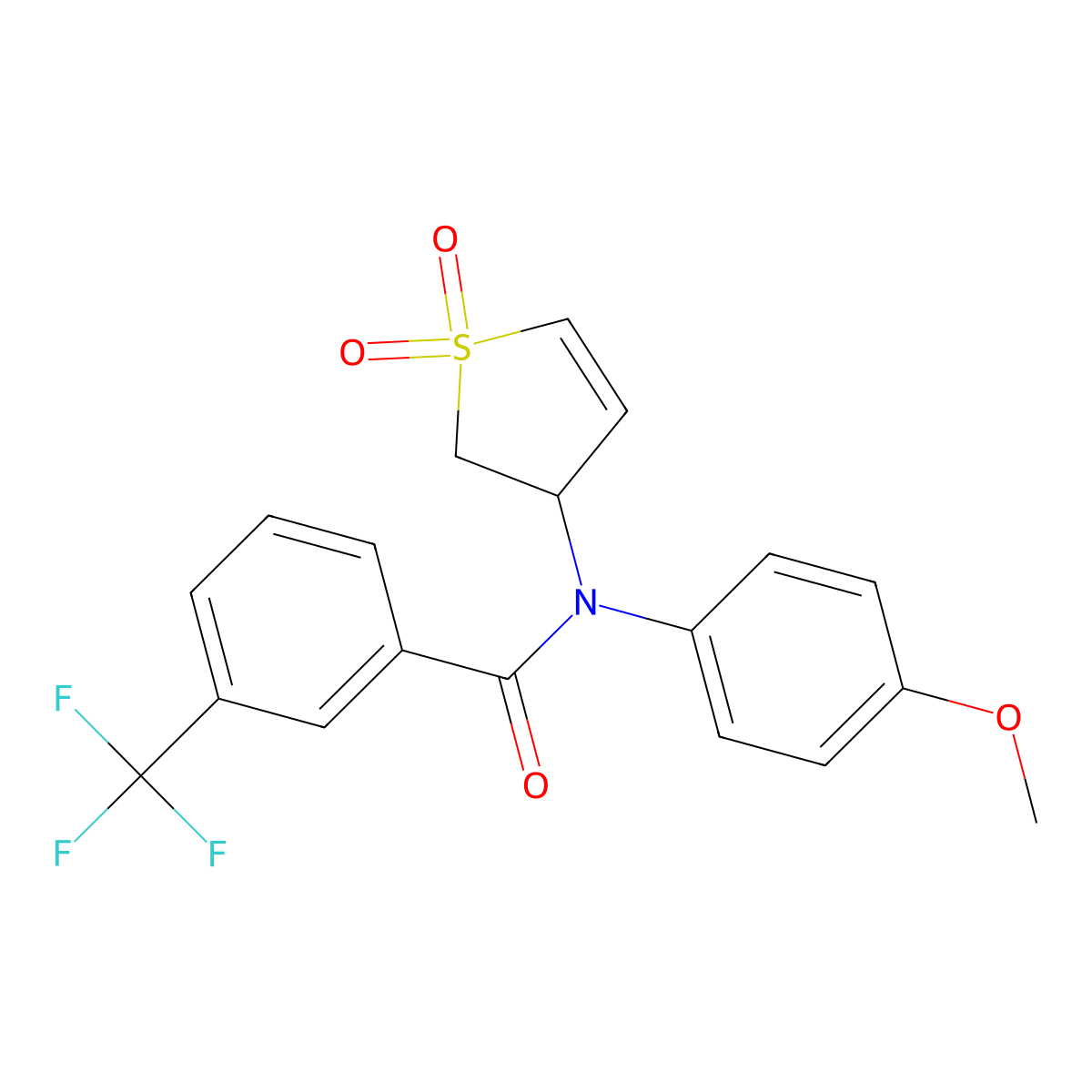 N-(1,1-Dioxido-2,3-dihydro-3-thiophenyl)-N-(4-methoxyphenyl)-3-(trifluoromethyl)benzamide molecular structure, CAS 852439-27-1
