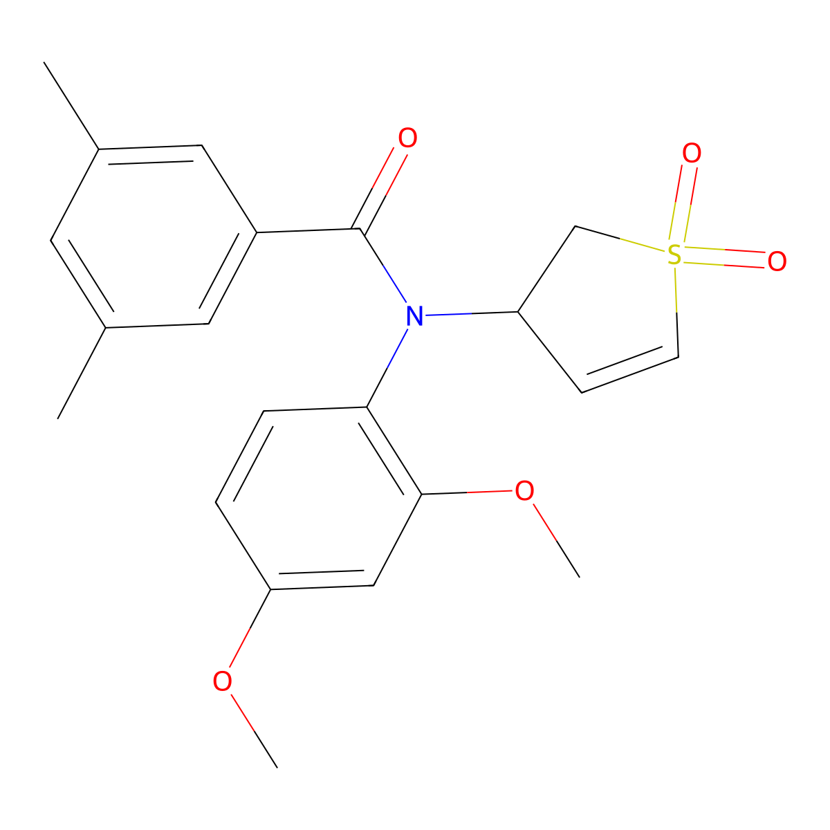 N-(2,4-dimethoxyphenyl)-N-(1,1-dioxo-2,3-dihydrothiophen-3-yl)-3,5-dimethylbenzamide molecular structure, CAS 852439-30-6