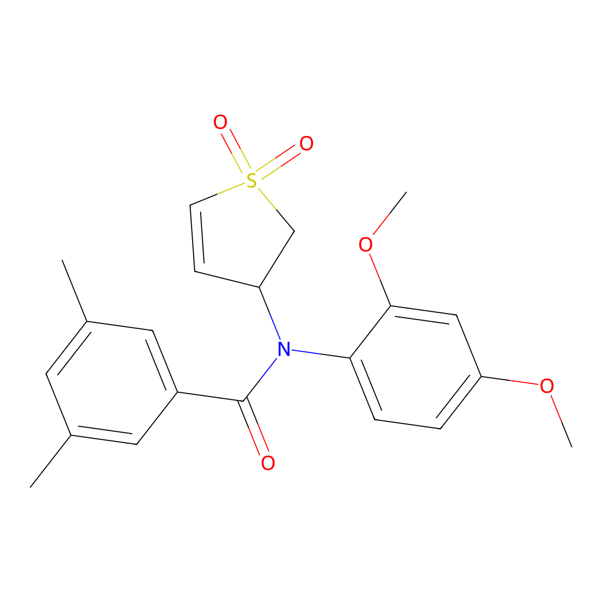 N-(2,4-dimethoxyphenyl)-N-(1,1-dioxo-2,3-dihydrothiophen-3-yl)-3,5-dimethylbenzamide molecular structure, CAS 852439-30-6