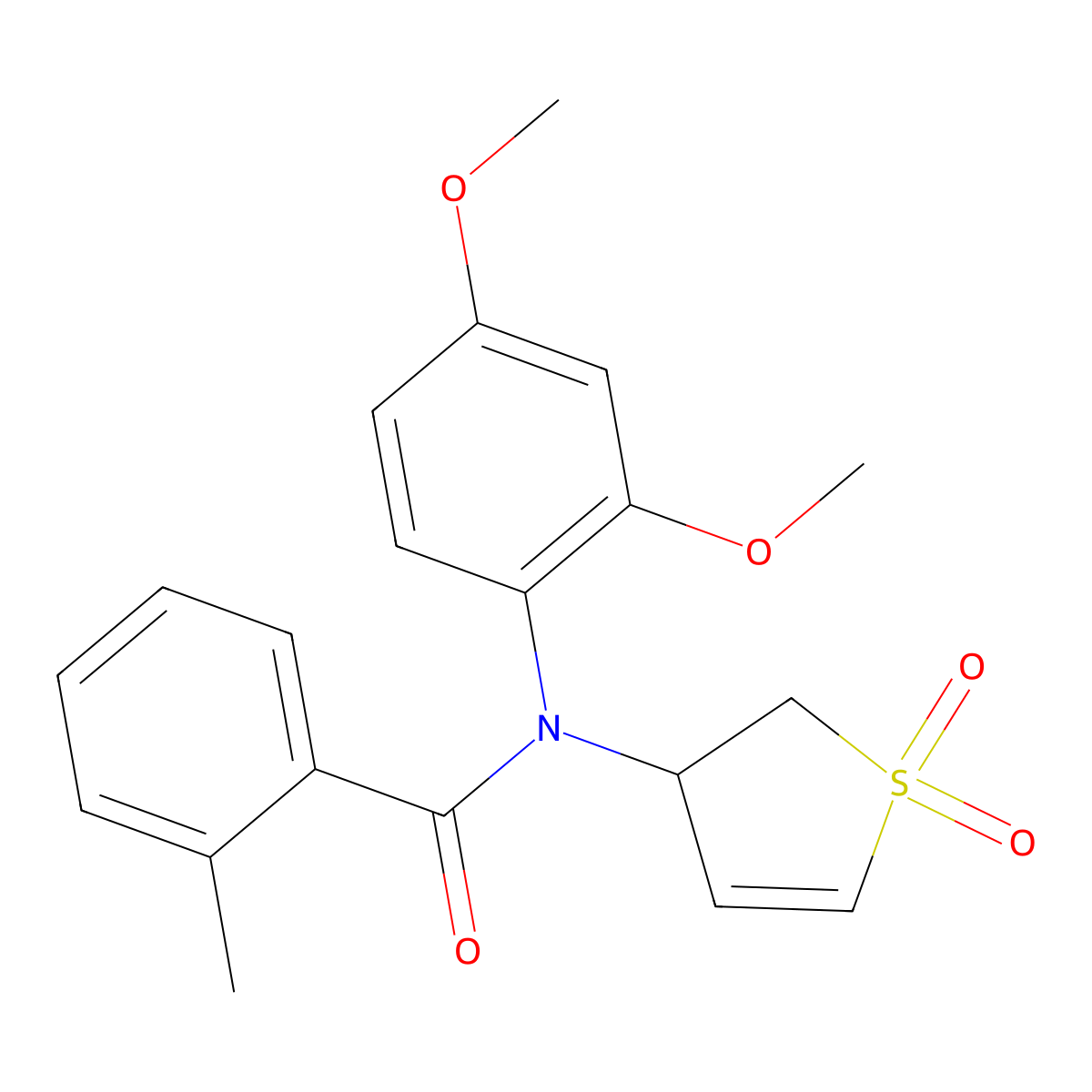 N-(2,4-dimethoxyphenyl)-N-(1,1-dioxido-2,3-dihydrothiophen-3-yl)-2-methylbenzamide molecular structure, CAS 852439-36-2