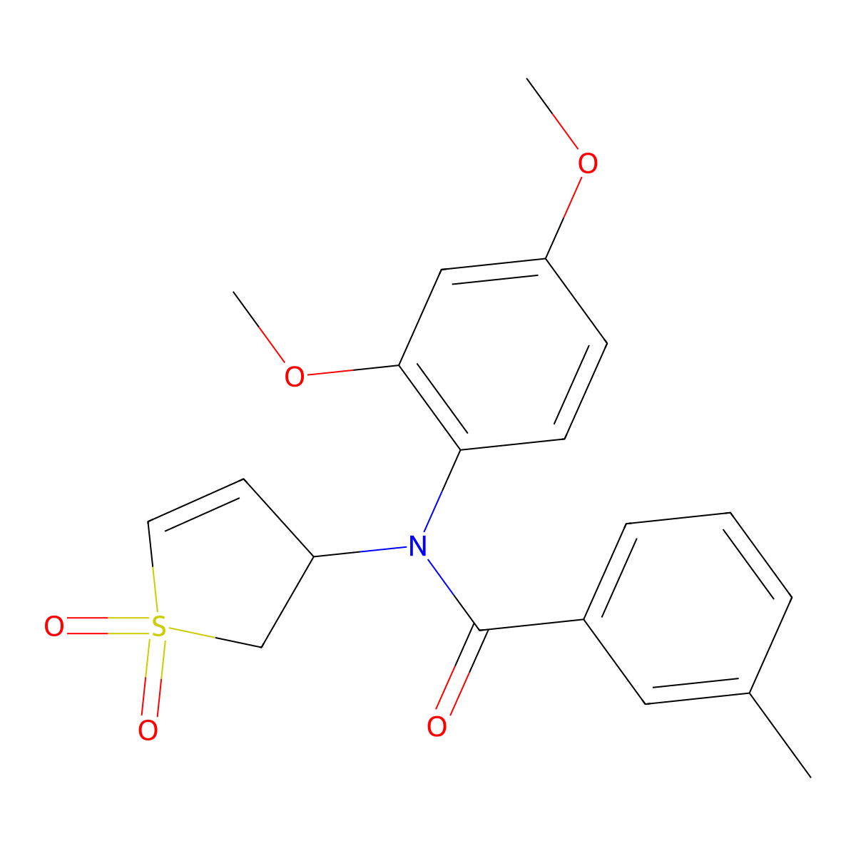 N-(2,4-dimethoxyphenyl)-N-(1,1-dioxido-2,3-dihydrothiophen-3-yl)-3-methylbenzamide molecular structure, CAS 852439-37-3