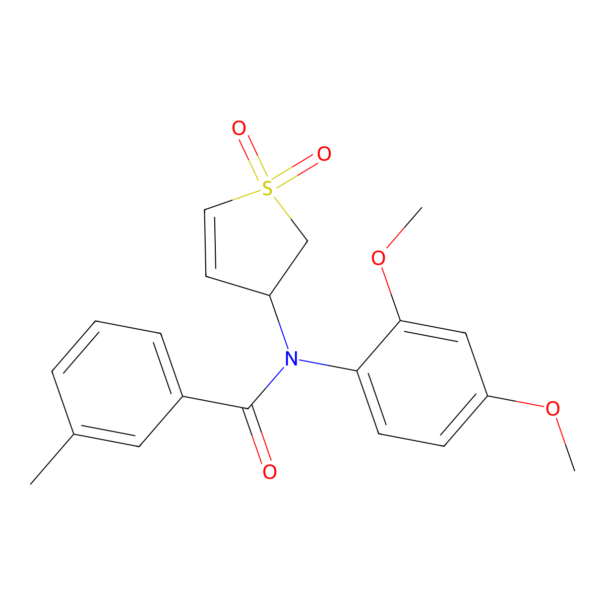 N-(2,4-dimethoxyphenyl)-N-(1,1-dioxido-2,3-dihydrothiophen-3-yl)-3-methylbenzamide molecular structure, CAS 852439-37-3