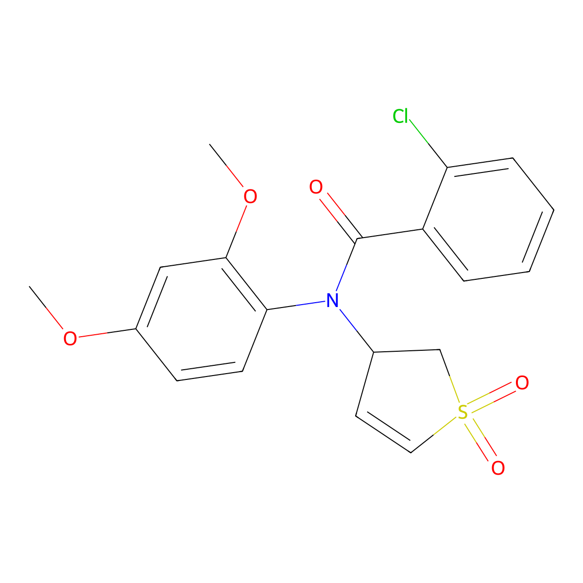 2-Chloro-N-(2,4-dimethoxyphenyl)-N-(1,1-dioxido-2,3-dihydro-3-thiophenyl)benzamide molecular structure, CAS 852439-39-5