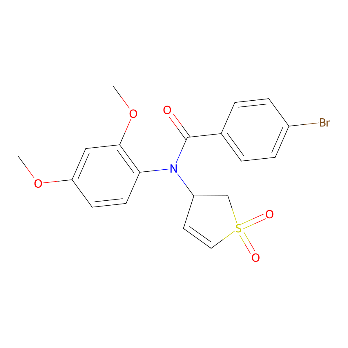 4-bromo-N-(2,4-dimethoxyphenyl)-N-(1,1-dioxido-2,3-dihydrothiophen-3-yl)benzamide molecular structure, CAS 852439-43-1