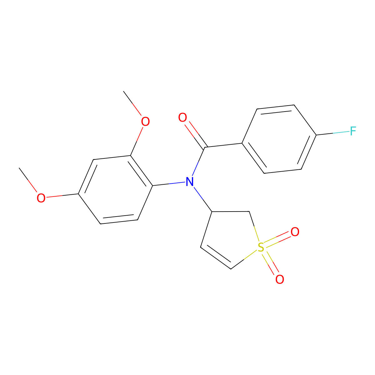 N-(2,4-dimethoxyphenyl)-N-(1,1-dioxo-2,3-dihydro-1lambda6-thiophen-3-yl)-4-fluorobenzamide molecular structure, CAS 852439-45-3