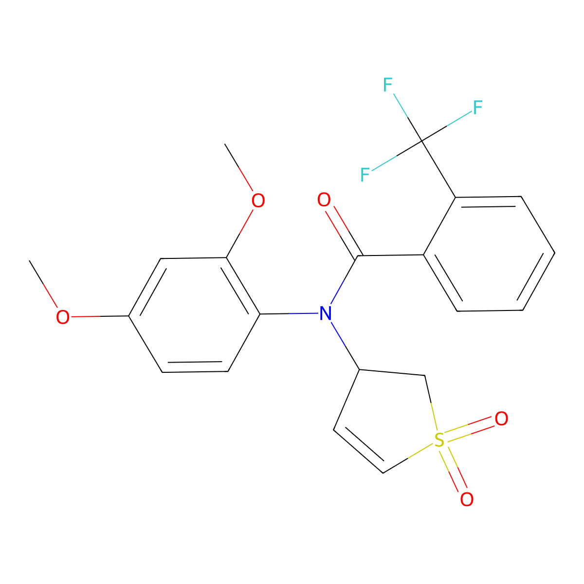 N-(2,4-dimethoxyphenyl)-N-(1,1-dioxido-2,3-dihydrothiophen-3-yl)-2-(trifluoromethyl)benzamide molecular structure, CAS 852439-51-1