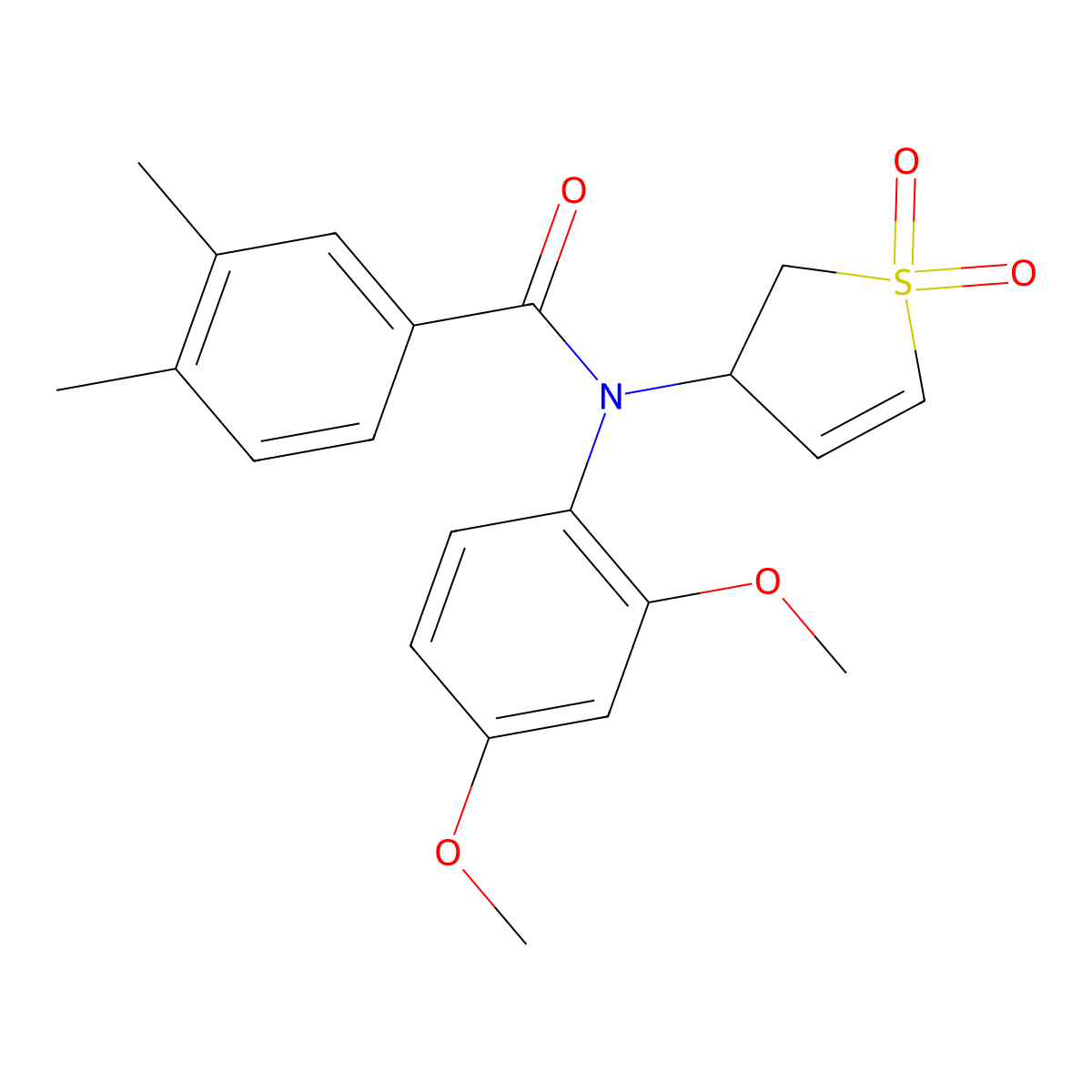 N-(2,4-dimethoxyphenyl)-N-(1,1-dioxo-2,3-dihydro-1lambda6-thiophen-3-yl)-3,4-dimethylbenzamide molecular structure, CAS 852439-55-5
