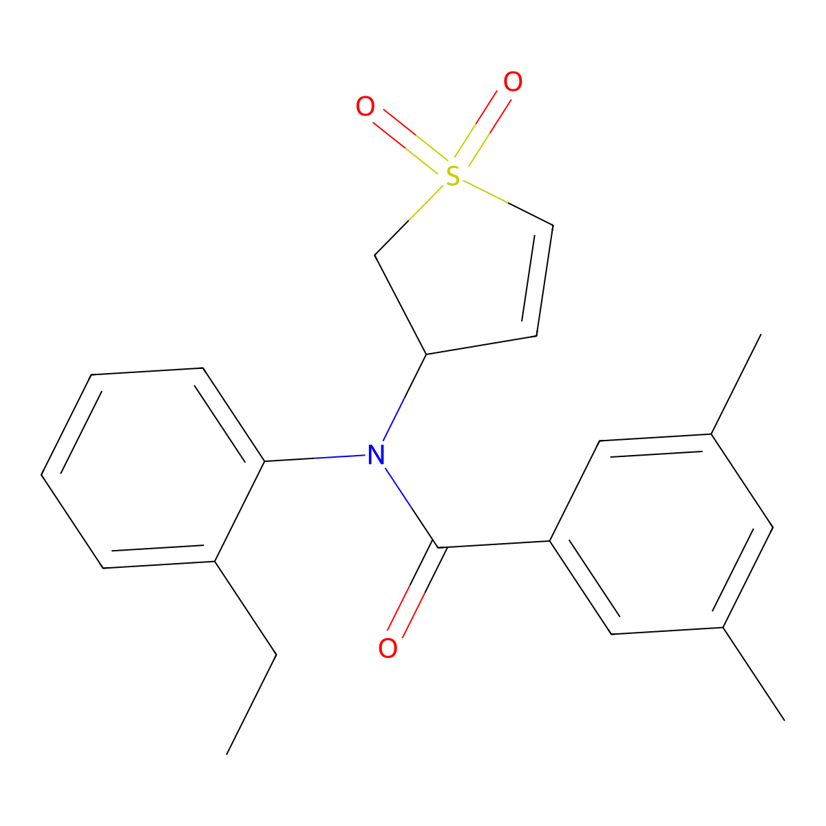 N-(1,1-dioxido-2,3-dihydrothiophen-3-yl)-N-(2-ethylphenyl)-3,5-dimethylbenzamide molecular structure, CAS 852439-59-9