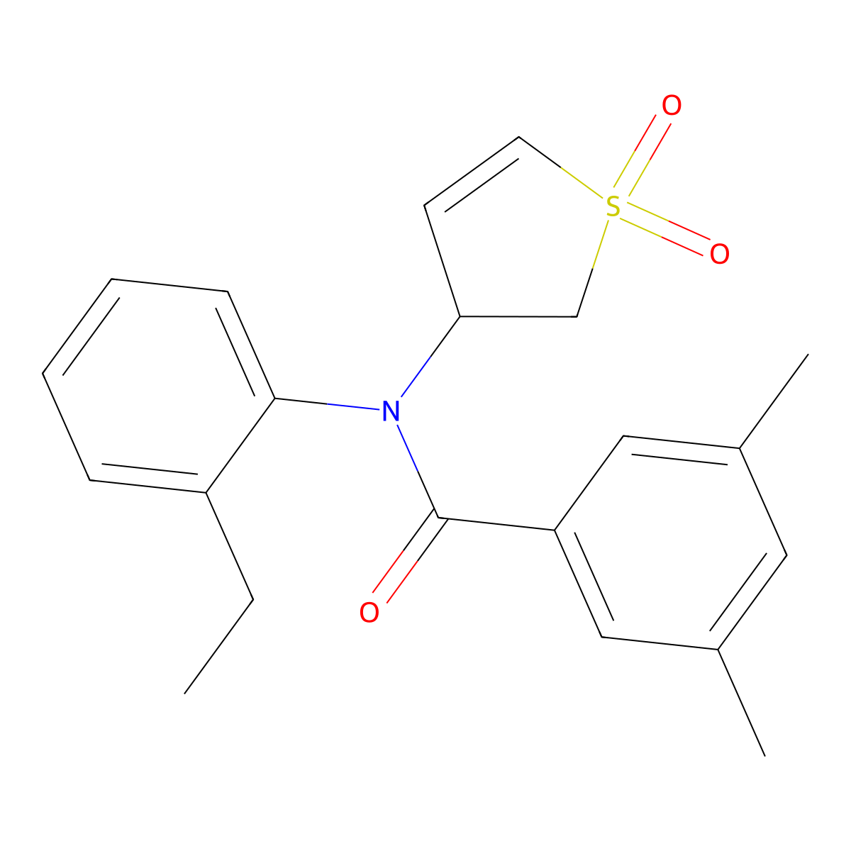 N-(1,1-dioxido-2,3-dihydrothiophen-3-yl)-N-(2-ethylphenyl)-3,5-dimethylbenzamide molecular structure, CAS 852439-59-9