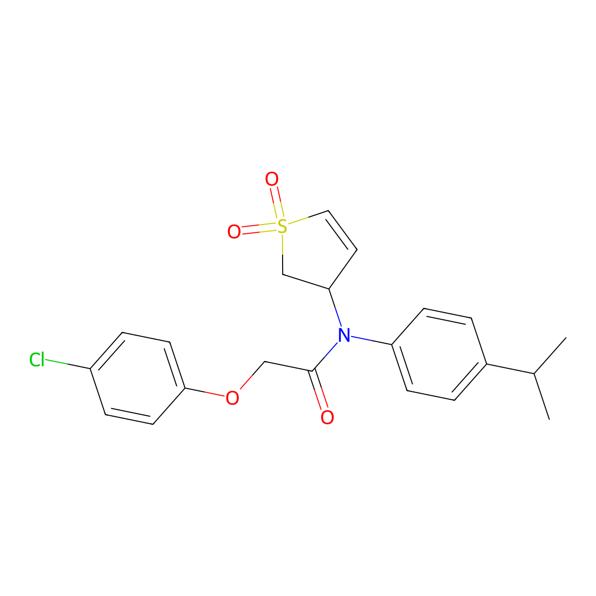 2-(4-Chlorophenoxy)-N-(1,1-dioxido-2,3-dihydro-3-thiophenyl)-N-(4-isopropylphenyl)acetamide molecular structure, CAS 852439-63-5