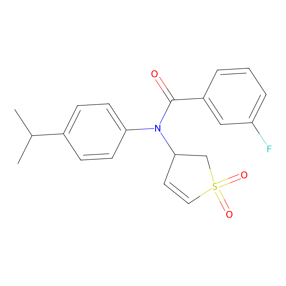 N-(1,1-dioxido-2,3-dihydrothiophen-3-yl)-3-fluoro-N-(4-isopropylphenyl)benzamide molecular structure, CAS 852439-68-0