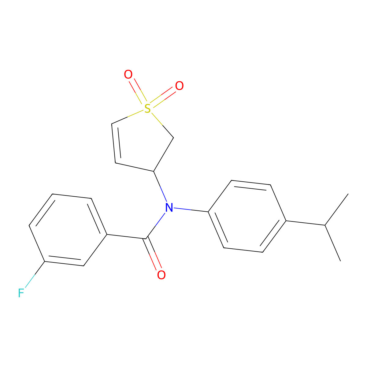 N-(1,1-dioxido-2,3-dihydrothiophen-3-yl)-3-fluoro-N-(4-isopropylphenyl)benzamide molecular structure, CAS 852439-68-0