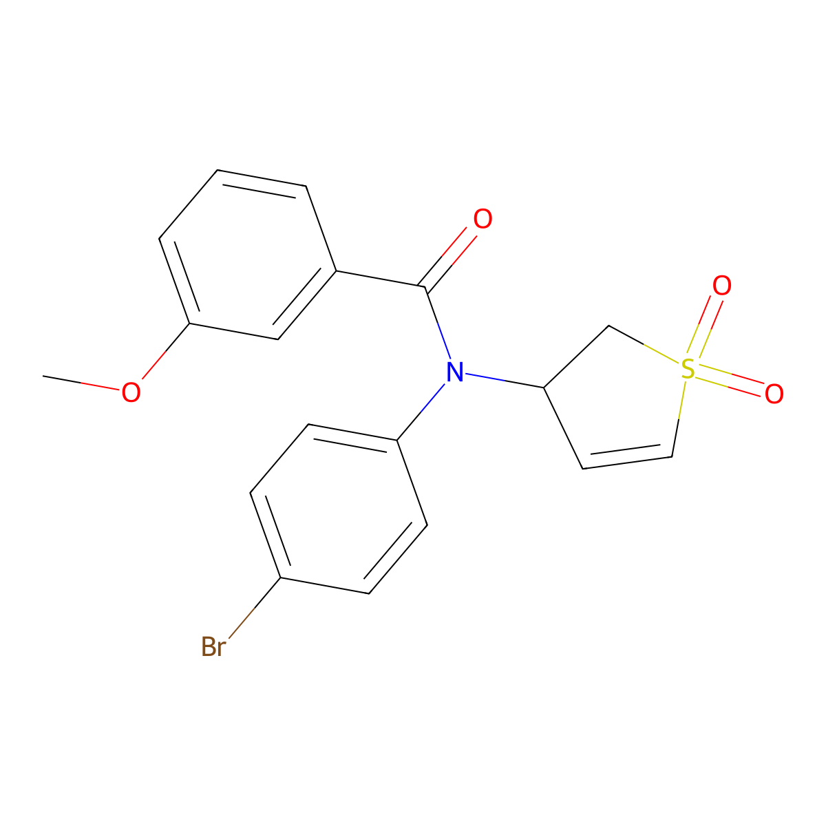 N-(4-bromophenyl)-N-(1,1-dioxido-2,3-dihydrothiophen-3-yl)-3-methoxybenzamide molecular structure, CAS 852439-87-3
