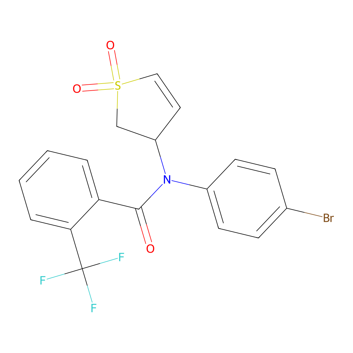 N-(4-bromophenyl)-N-(1,1-dioxido-2,3-dihydrothiophen-3-yl)-2-(trifluoromethyl)benzamide molecular structure, CAS 852439-90-8