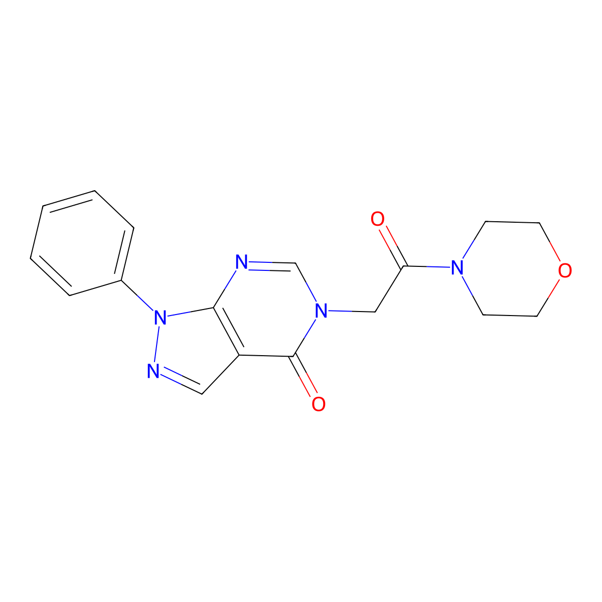 5-(2-Morpholin-4-yl-2-oxoethyl)-1-phenylpyrazolo[3,4-d]pyrimidin-4-one molecular structure, CAS 852439-97-5