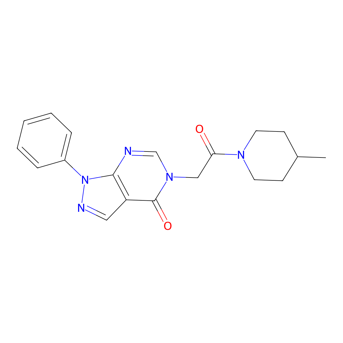 5-(2-(4-methylpiperidin-1-yl)-2-oxoethyl)-1-phenyl-1H-pyrazolo[3,4-d]pyrimidin-4(5H)-one molecular structure, CAS 852439-98-6