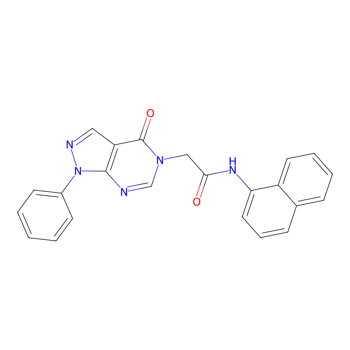 N-naphthalen-1-yl-2-(4-oxo-1-phenylpyrazolo[3,4-d]pyrimidin-5-yl)acetamide molecular structure, CAS 852440-02-9
