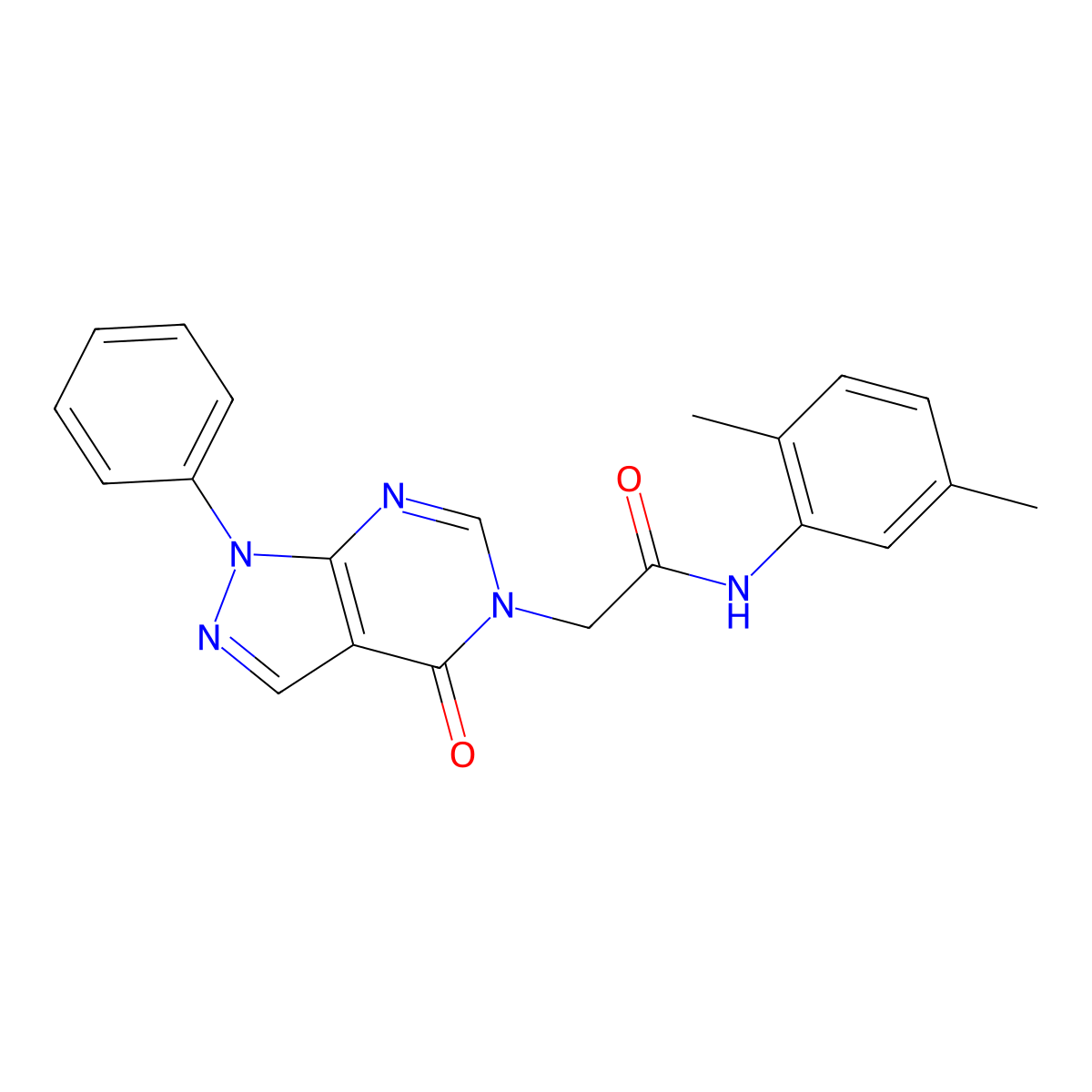 N-(2,5-dimethylphenyl)-2-(4-oxo-1-phenylpyrazolo[3,4-d]pyrimidin-5-yl)acetamide molecular structure, CAS 852440-04-1