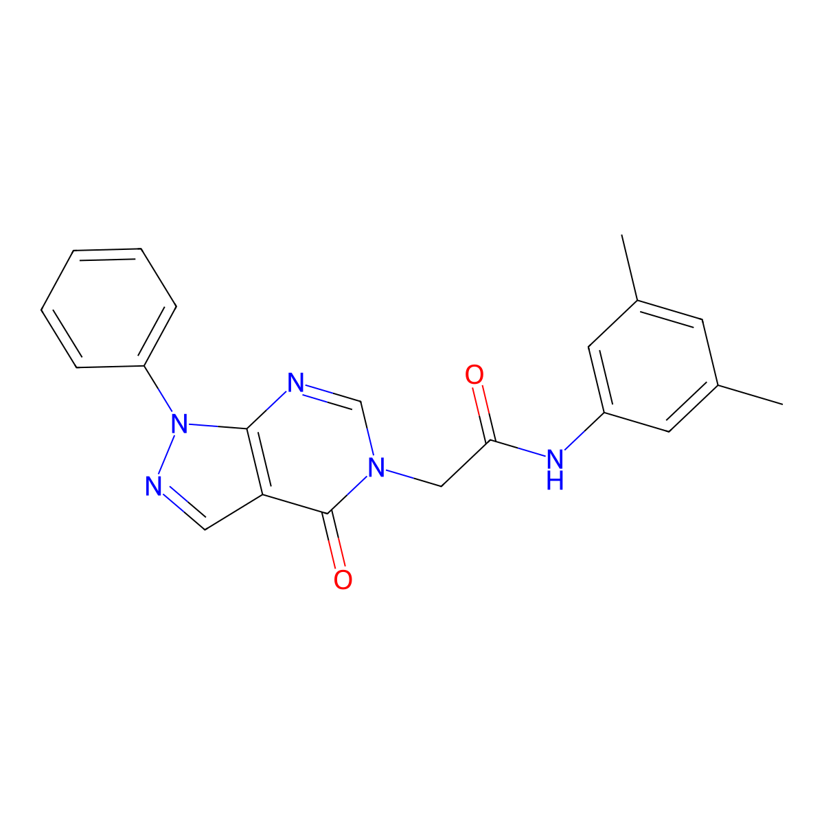 N-(3,5-dimethylphenyl)-2-(4-oxo-1-phenylpyrazolo[3,4-d]pyrimidin-5-yl)acetamide molecular structure, CAS 852440-06-3