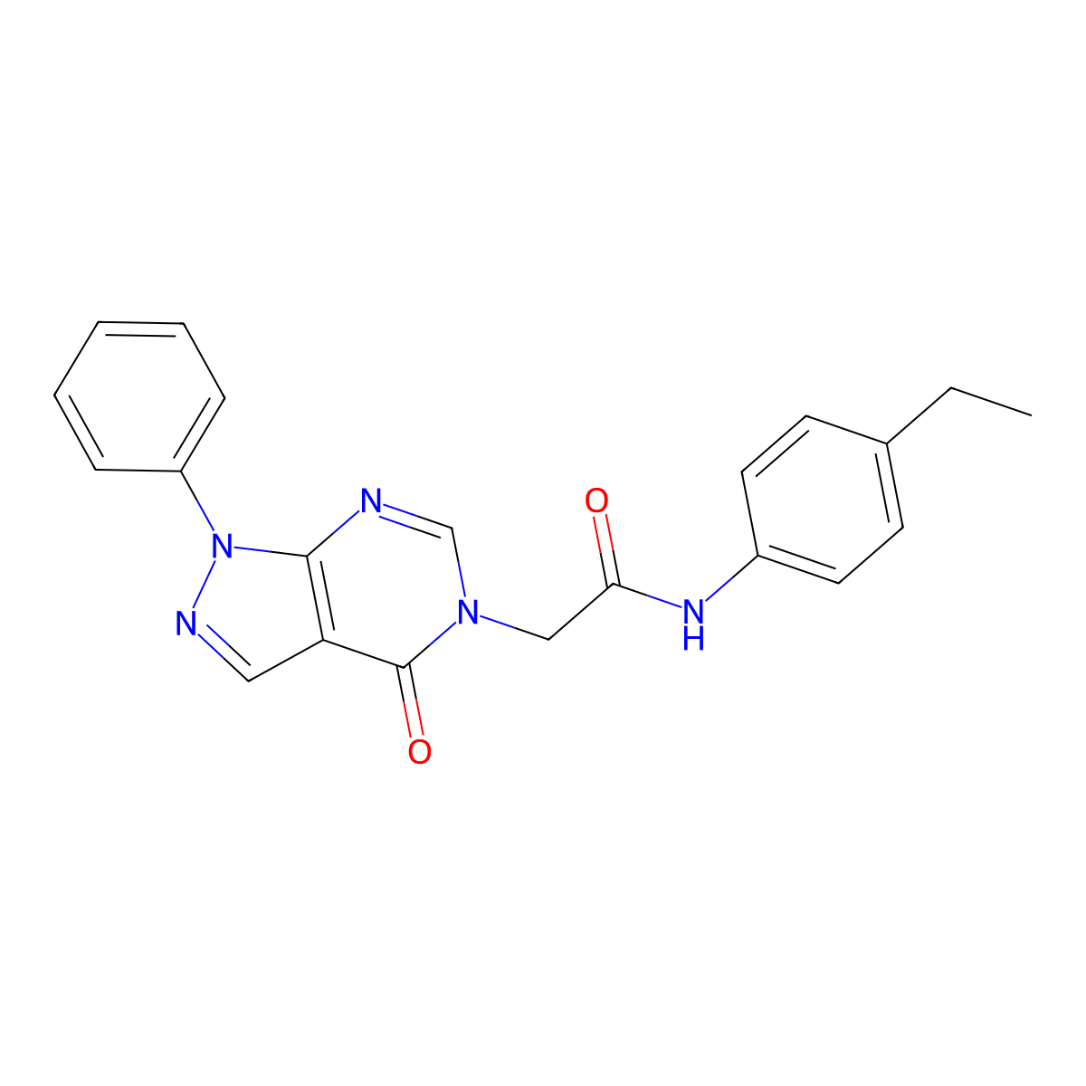 N-(4-ethylphenyl)-2-(4-oxo-1-phenyl-1H-pyrazolo[3,4-d]pyrimidin-5(4H)-yl)acetamide molecular structure, CAS 852440-08-5