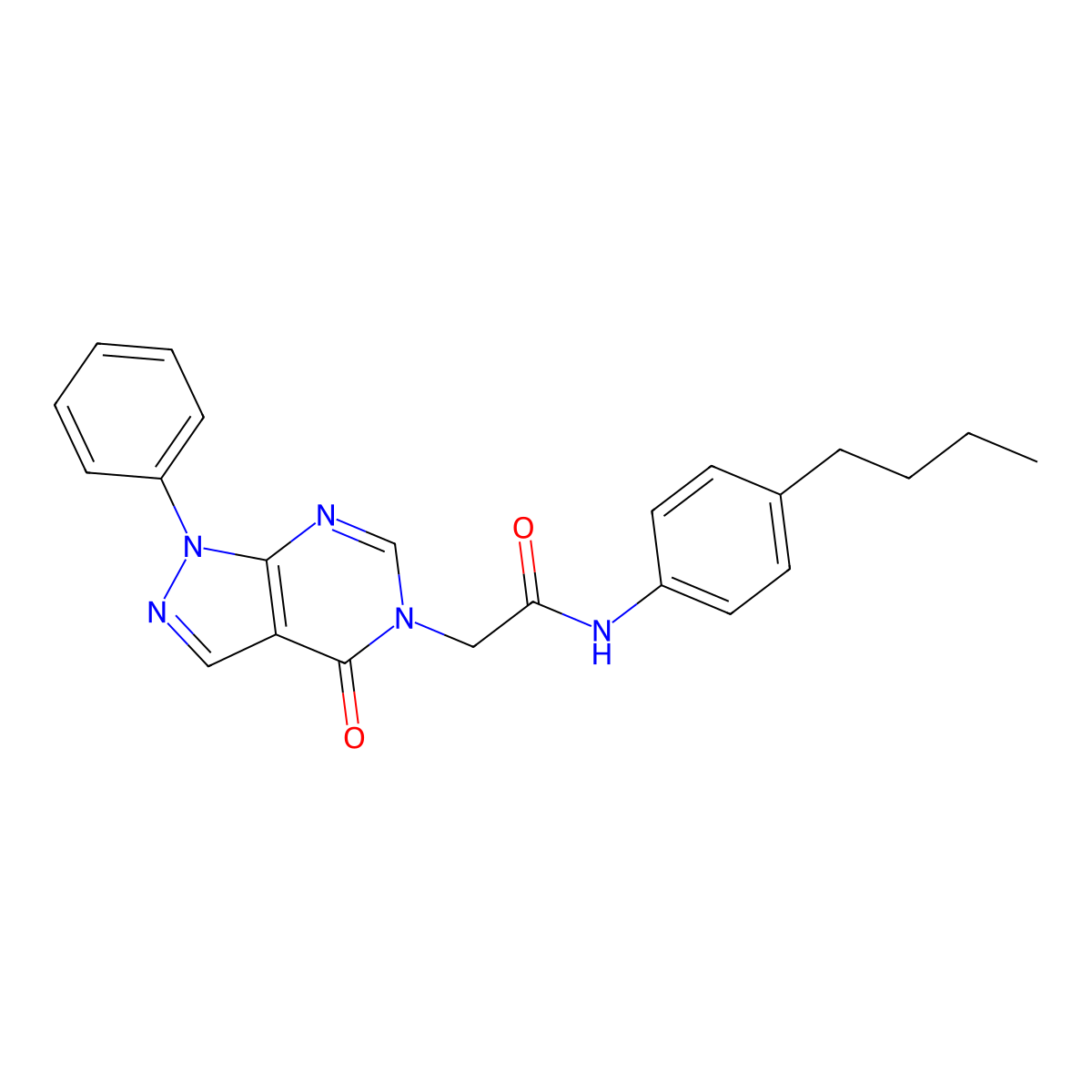 N-(4-butylphenyl)-2-(4-oxo-1-phenyl-1H-pyrazolo[3,4-d]pyrimidin-5(4H)-yl)acetamide molecular structure, CAS 852440-09-6