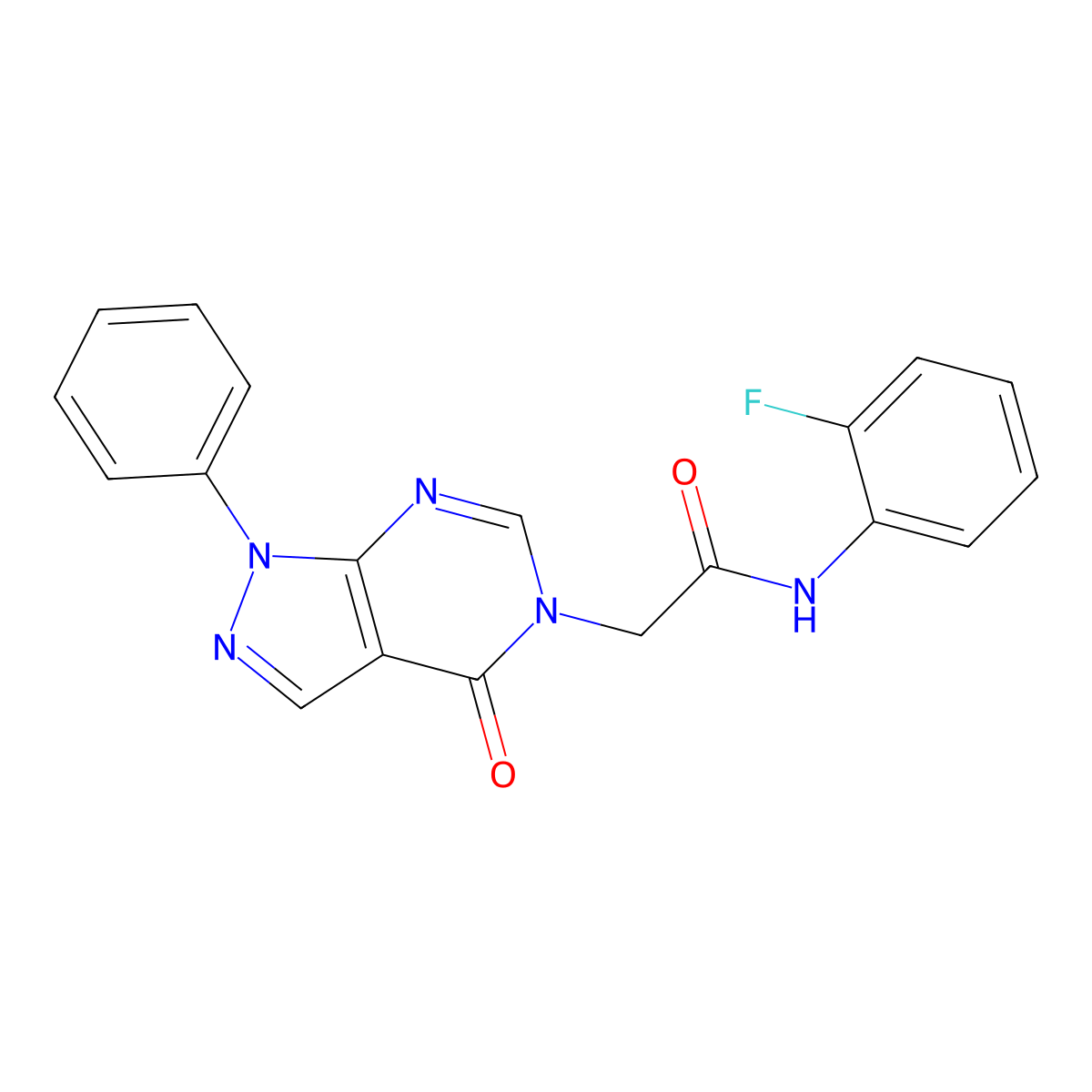 N-(2-fluorophenyl)-2-(4-oxo-1-phenyl-1H-pyrazolo[3,4-d]pyrimidin-5(4H)-yl)acetamide molecular structure, CAS 852440-10-9