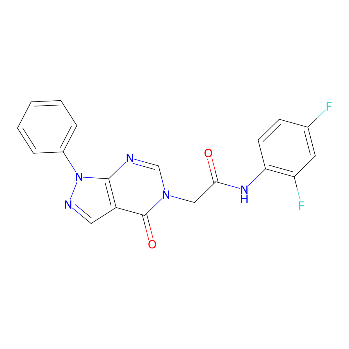 N-(2,4-difluorophenyl)-2-(4-oxo-1-phenyl-1H-pyrazolo[3,4-d]pyrimidin-5(4H)-yl)acetamide molecular structure, CAS 852440-11-0