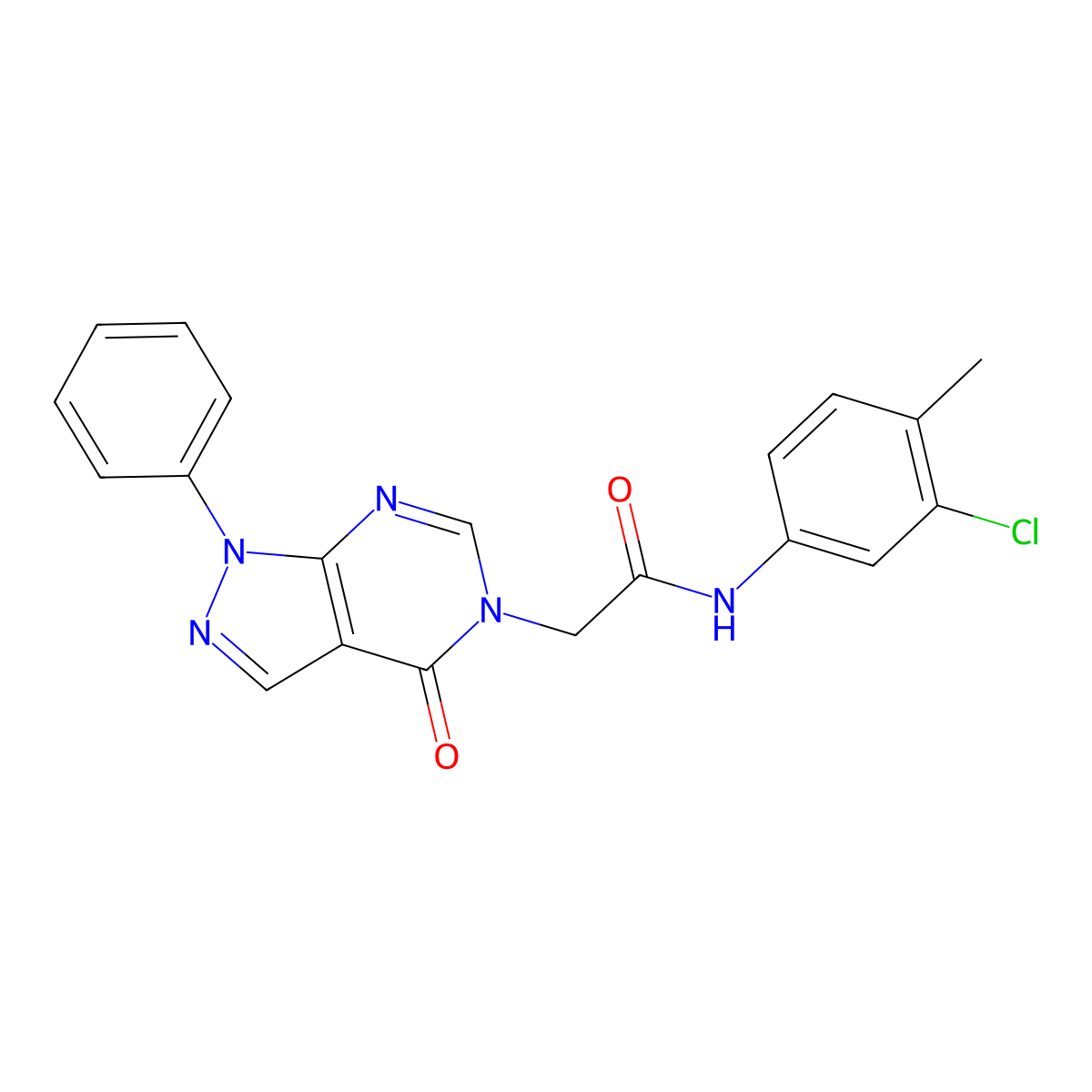 N-(3-chloro-4-methylphenyl)-2-(4-oxo-1-phenylpyrazolo[3,4-d]pyrimidin-5-yl)acetamide molecular structure, CAS 852440-12-1