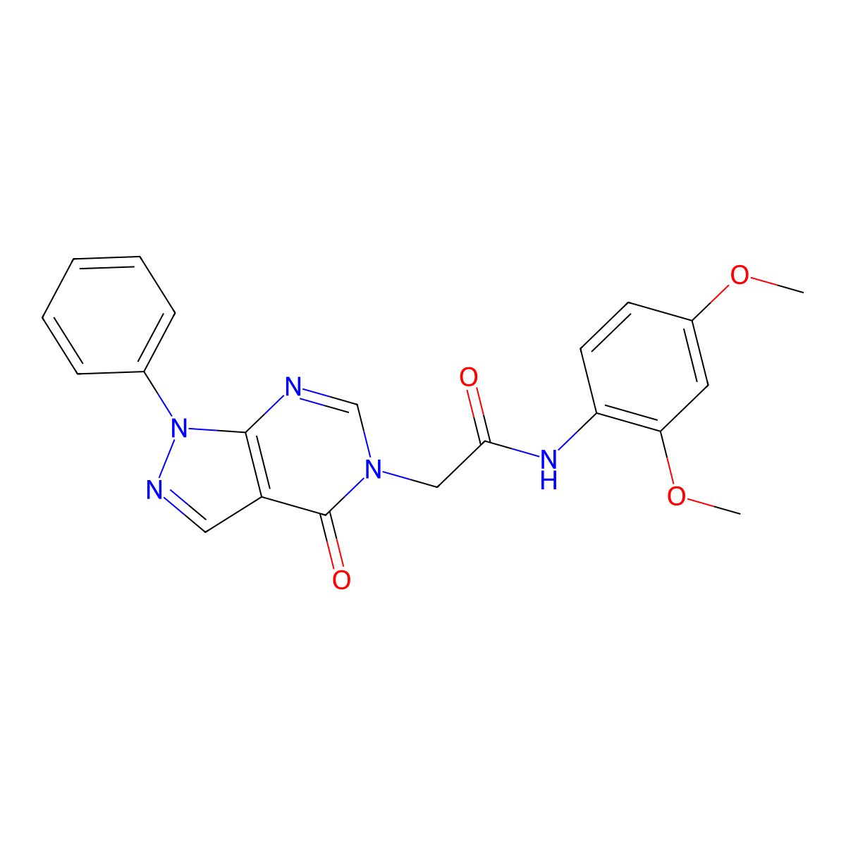 N-(2,4-dimethoxyphenyl)-2-(4-oxo-1-phenyl-1H-pyrazolo[3,4-d]pyrimidin-5(4H)-yl)acetamide molecular structure, CAS 852440-16-5