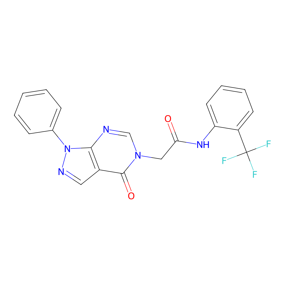 2-(4-oxo-1-phenyl-1H-pyrazolo[3,4-d]pyrimidin-5(4H)-yl)-N-(2-(trifluoromethyl)phenyl)acetamide molecular structure, CAS 852440-19-8