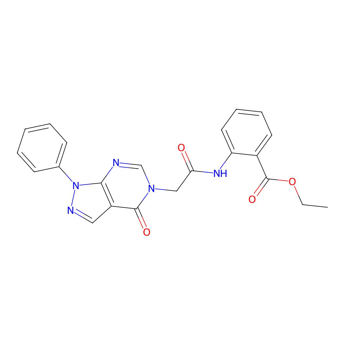 ethyl 2-(2-(4-oxo-1-phenyl-1H-pyrazolo[3,4-d]pyrimidin-5(4H)-yl)acetamido)benzoate molecular structure, CAS 852440-21-2