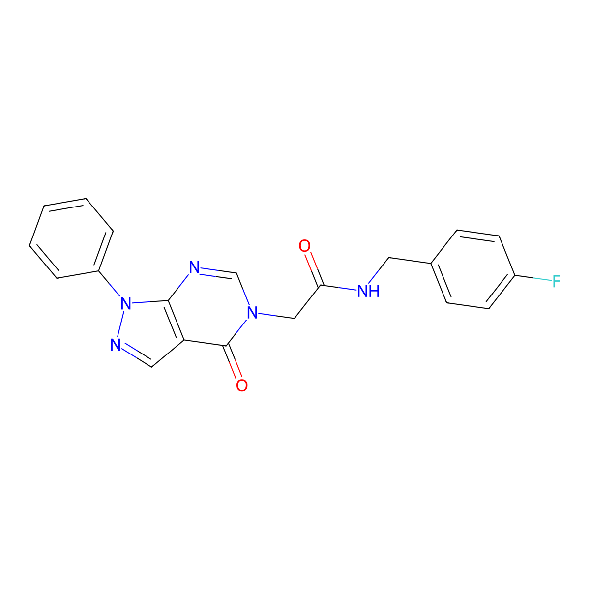 N-(4-fluorobenzyl)-2-(4-oxo-1-phenyl-1H-pyrazolo[3,4-d]pyrimidin-5(4H)-yl)acetamide molecular structure, CAS 852440-25-6