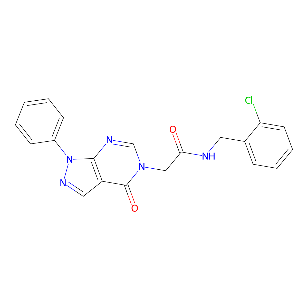 N-(2-chlorobenzyl)-2-(4-oxo-1-phenyl-1H-pyrazolo[3,4-d]pyrimidin-5(4H)-yl)acetamide molecular structure, CAS 852440-27-8