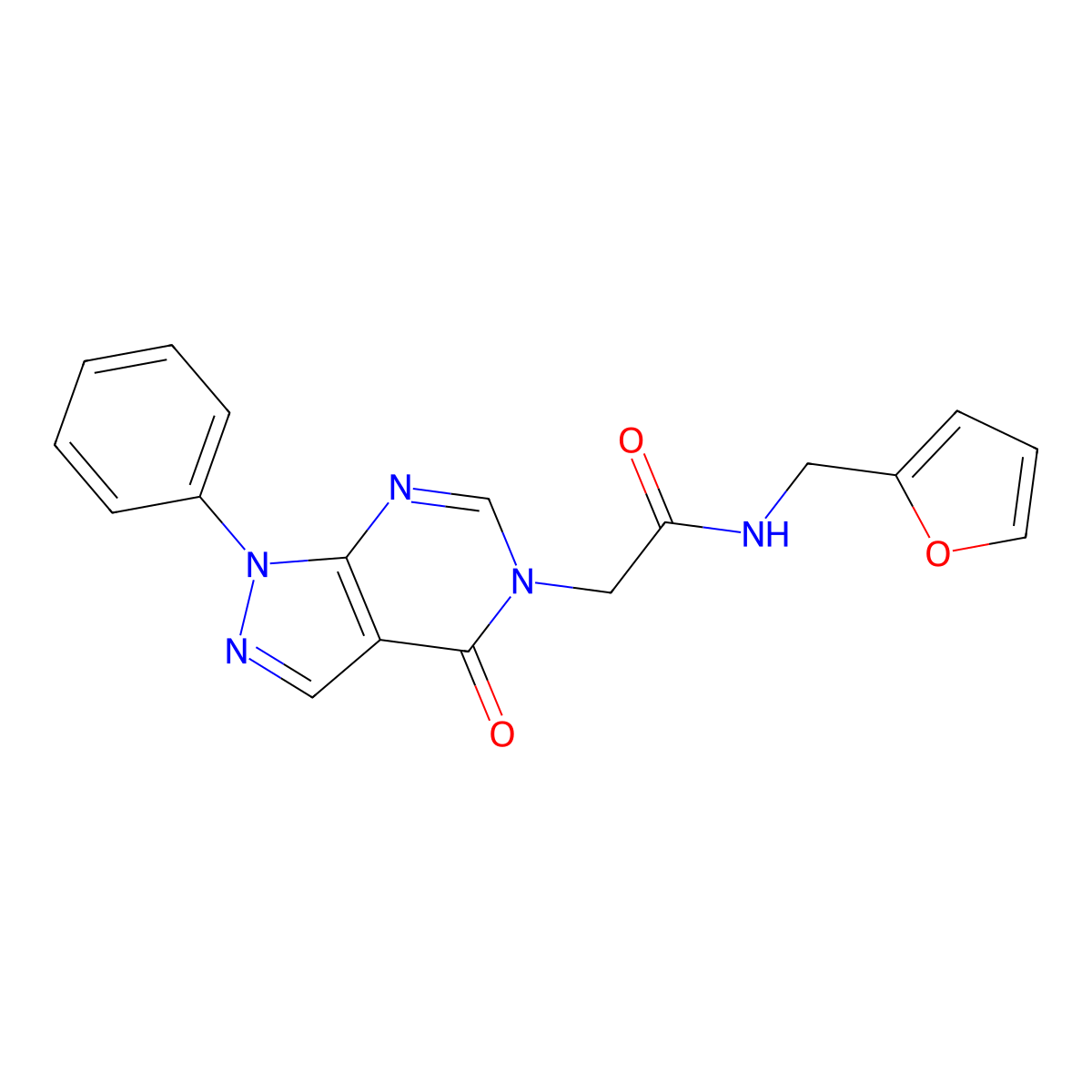 N-(furan-2-ylmethyl)-2-(4-oxo-1-phenylpyrazolo[3,4-d]pyrimidin-5-yl)acetamide molecular structure, CAS 852440-28-9