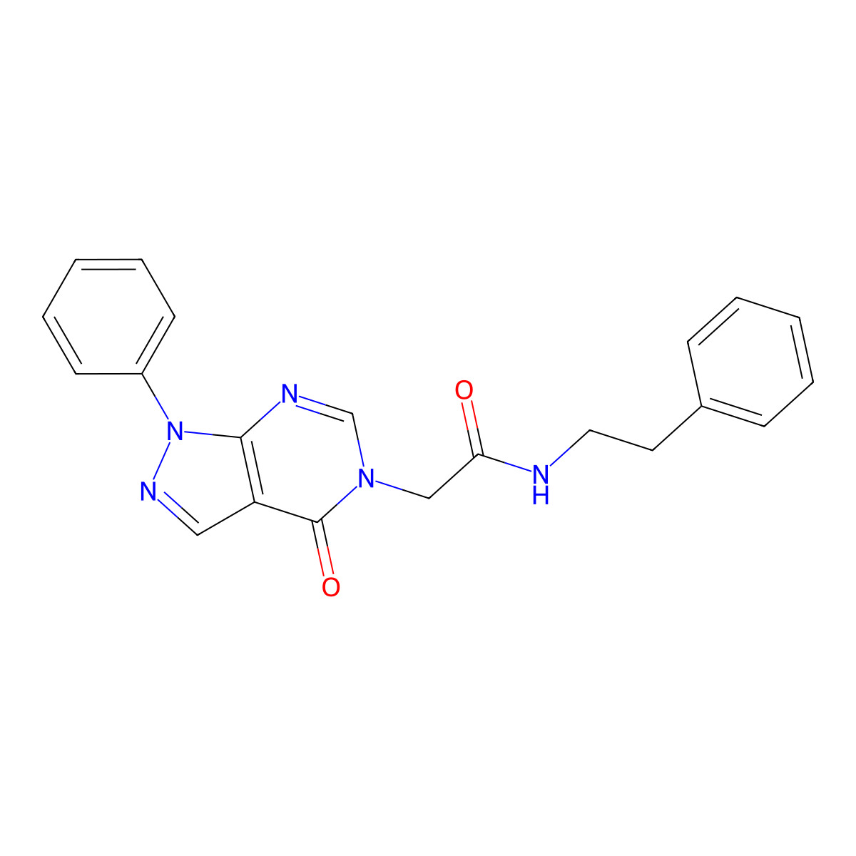 2-(4-oxo-1-phenyl-1H-pyrazolo[3,4-d]pyrimidin-5(4H)-yl)-N-phenethylacetamide molecular structure, CAS 852440-30-3