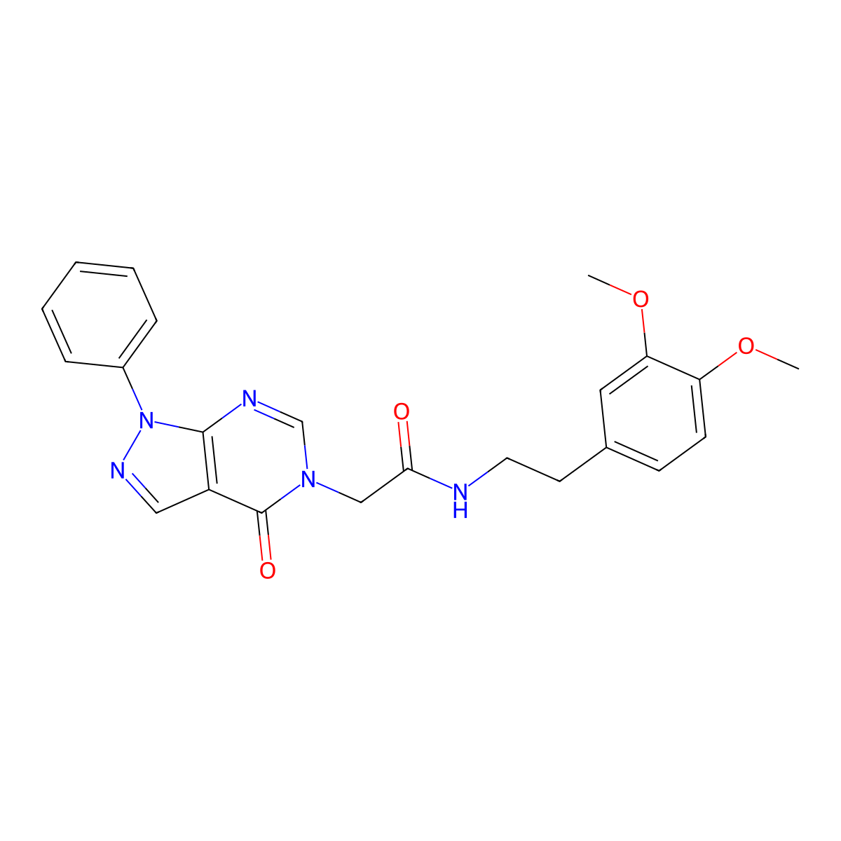 N-[2-(3,4-dimethoxyphenyl)ethyl]-2-(4-oxo-1-phenylpyrazolo[3,4-d]pyrimidin-5-yl)acetamide molecular structure, CAS 852440-31-4