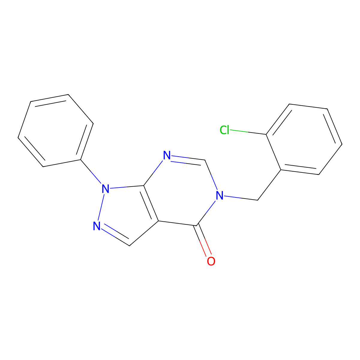5-(2-chlorobenzyl)-1-phenyl-1H-pyrazolo[3,4-d]pyrimidin-4(5H)-one molecular structure, CAS 852440-40-5