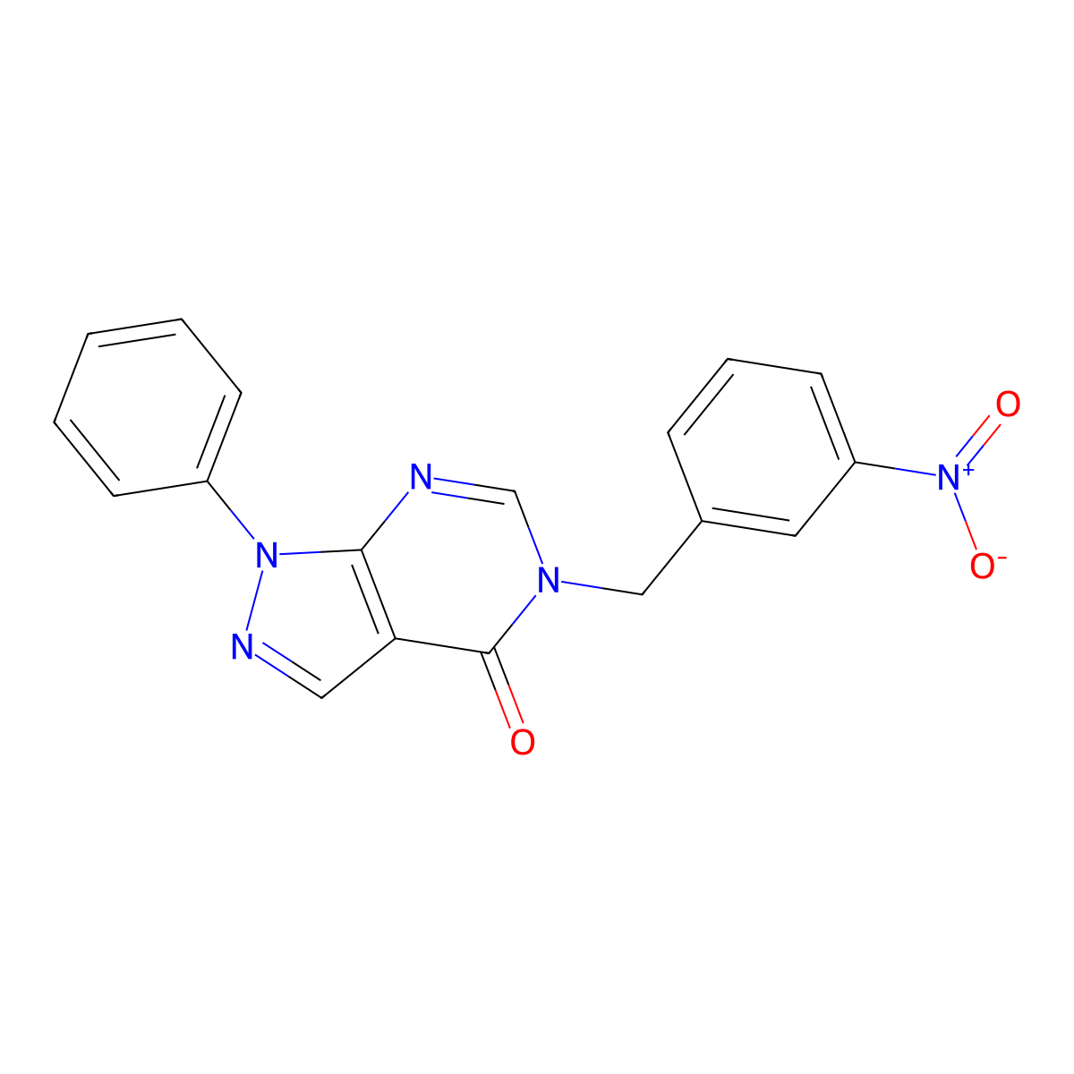 5-(3-nitrobenzyl)-1-phenyl-1H-pyrazolo[3,4-d]pyrimidin-4(5H)-one molecular structure, CAS 852440-50-7