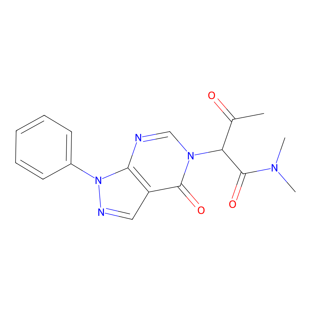 N,N-dimethyl-3-oxo-2-(4-oxo-1-phenyl-1H-pyrazolo[3,4-d]pyrimidin-5(4H)-yl)butanamide molecular structure, CAS 852440-53-0