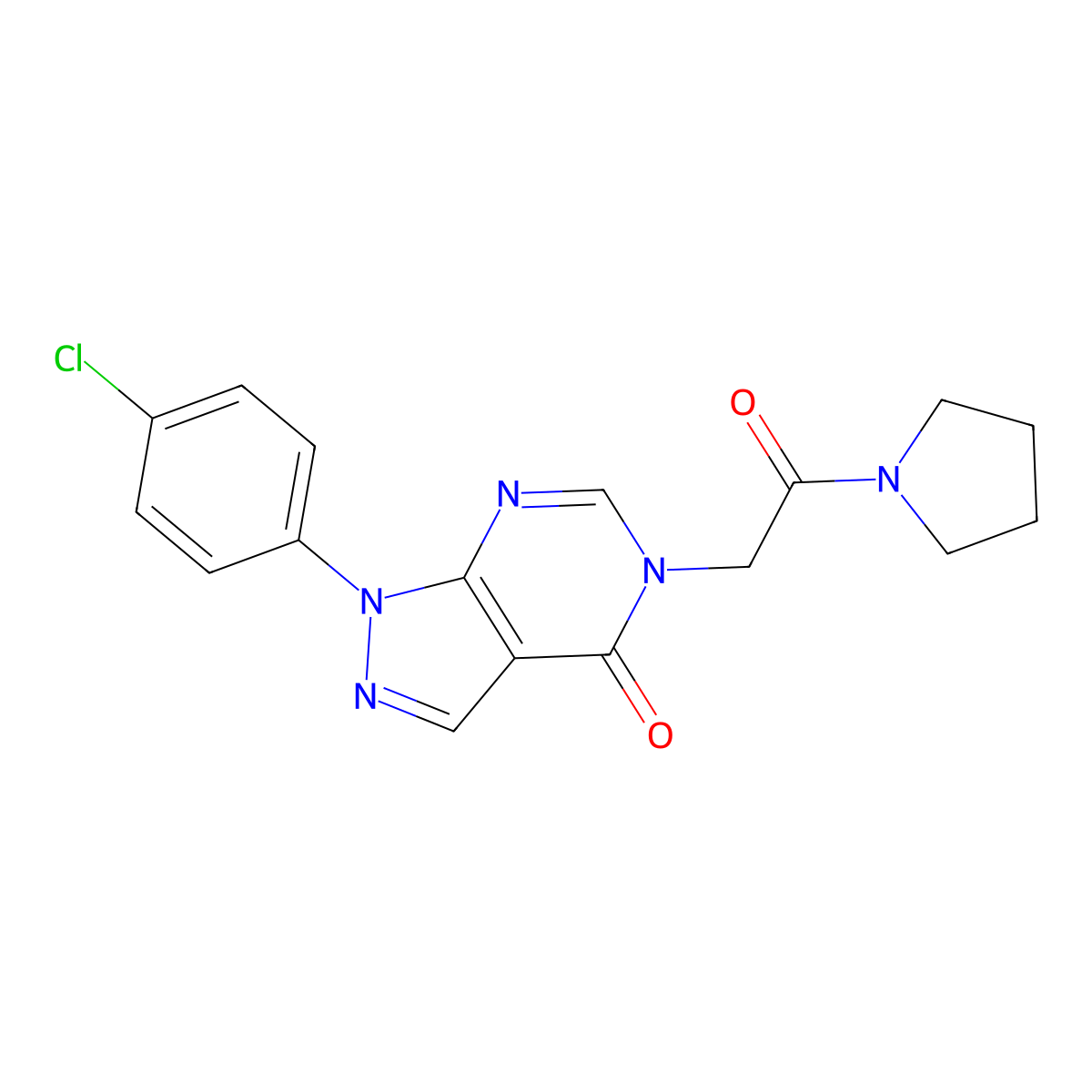 1-(4-Chlorophenyl)-5-(2-oxo-2-pyrrolidin-1-ylethyl)pyrazolo[3,4-d]pyrimidin-4-one molecular structure, CAS 852440-61-0