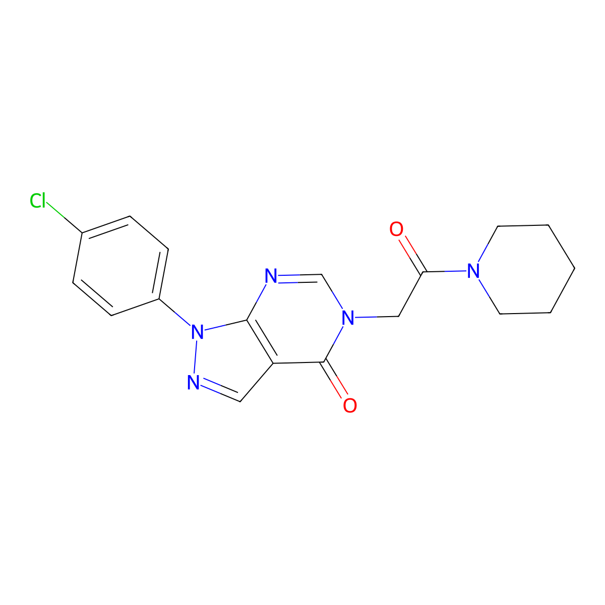 1-(4-Chlorophenyl)-5-(2-oxo-2-piperidin-1-ylethyl)pyrazolo[3,4-d]pyrimidin-4-one molecular structure, CAS 852440-62-1